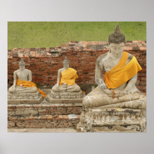 Poster Thaïlande, Ayutthaya. Statues des potes assis