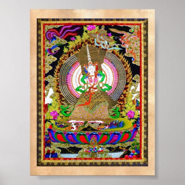 Poster Thangka tibétaine orientale cool Usnisa Sitatapatr (Devant)