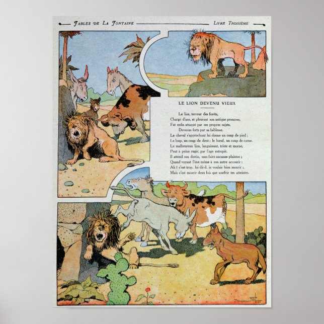 Poster The Ageing Lion, from the Fables (Devant)