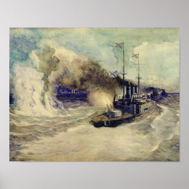 Poster The battle between the Black Sea Fleet and (Devant)
