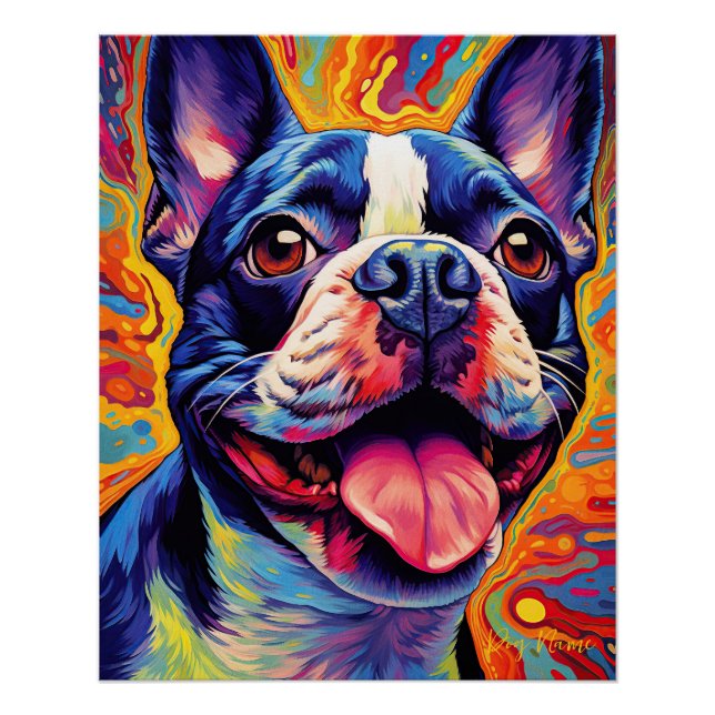 Poster The Boston Terrier Dog 004 - Zetton Ziana (Devant)
