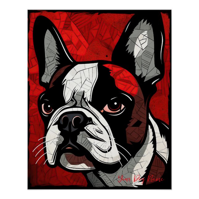 Poster The Boston Terrier Dog, Red and Black 001 - Ulises (Devant)
