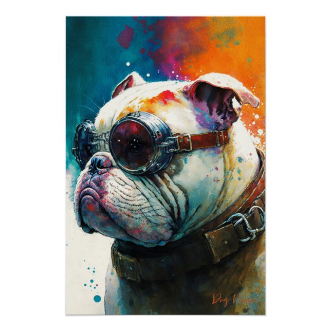 Poster The Bulldog With Sunglasses - Composition 010 (Devant)