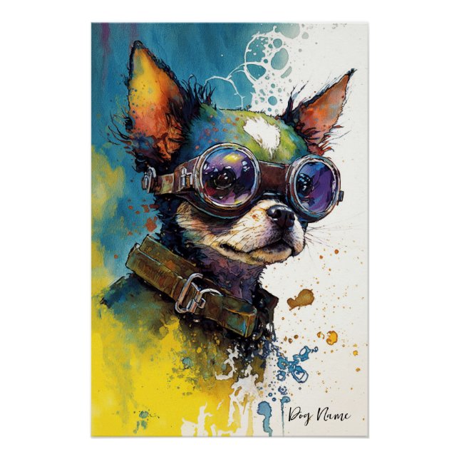 Poster The Chihuahua Dog With Sunglasses - Composition002 (Devant)