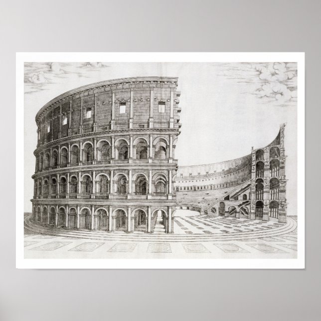 Poster The Colosseum, built in AD 80 (graving) (Devant)