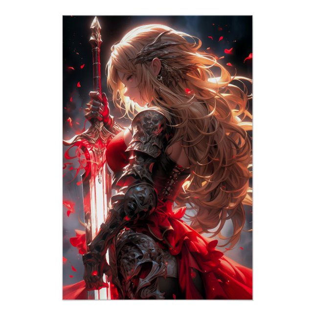 Poster The Crimson Knight | Anime Warrior Princess Art (Devant)