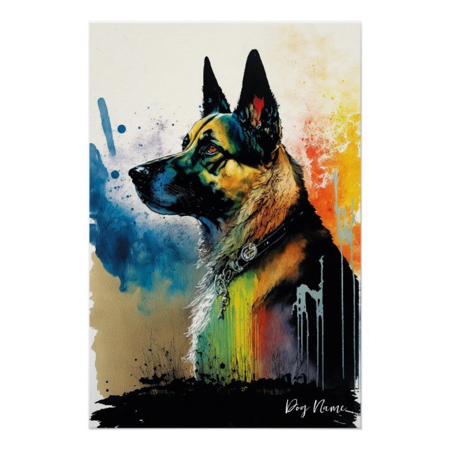 Poster The German Shepherd Dog - Composition 001 (Devant)