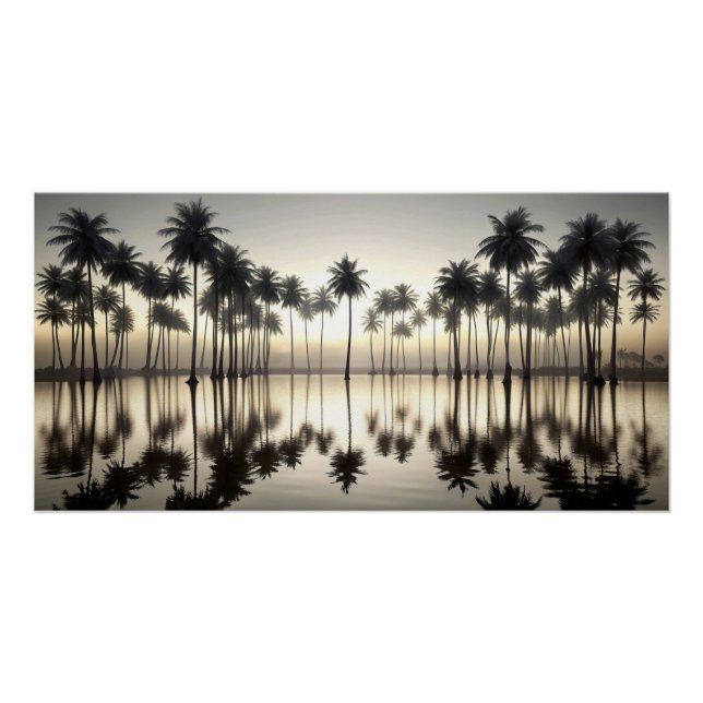 Poster The Great Wave of Palm Trees Water Mirror (Devant)