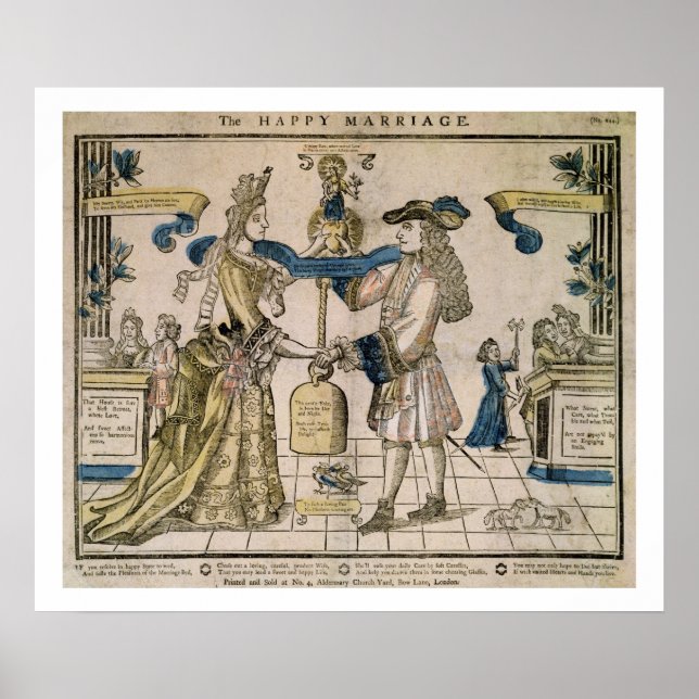 Poster The Happy Marriage (stencil coloured woodcut) (Devant)