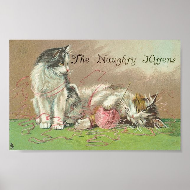 Poster The Naughty Kittens Got into the Yarn (Devant)