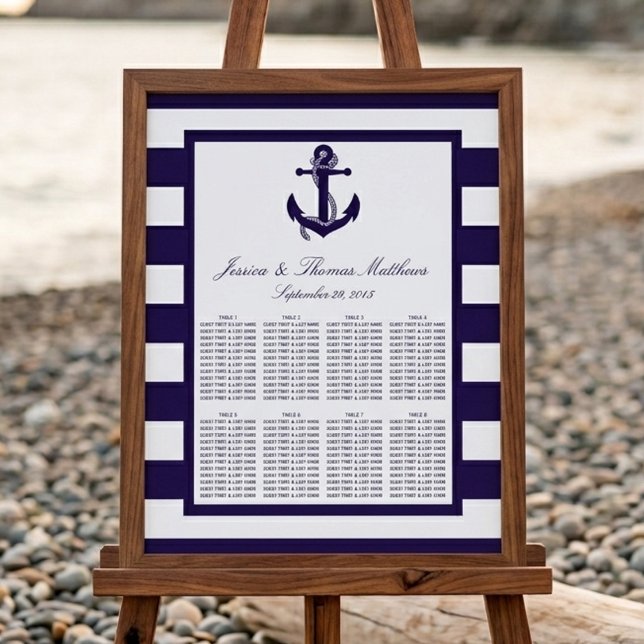Poster The Nautical Anchor Navy Stripe Wedding Collection (Créateur téléchargé)