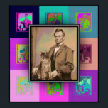 Poster The Pop Art Abraham Lincoln and his cat "Dixie"<br><div class="desc">Lincoln loved cats. "Dixie is smarter than my whole cabinet, " he said. "And furthermore,  she doesn't talk back!" To go with Lincoln's colorful personality we've added a Pop Art motif to the portrait.</div>