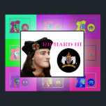 Poster The Pop Art Richard III (2)<br><div class="desc">Le visage de Richard est modelé à partir de la reconstruction de son crâne,  creusé avec le reste de son squelette d'un parking de Leicester. Little Pop Art résonne de son visage autour du portrait. On y trouve l'emblème de Richard's White Boar.</div>