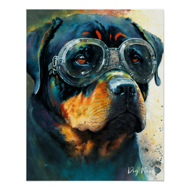 Poster The Rottweiler Dog With Sunglasses 004 (Devant)