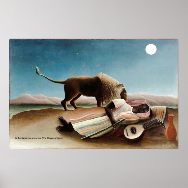 Poster "The Sleeping Gypsy" de Rousseau (1897) (Devant)