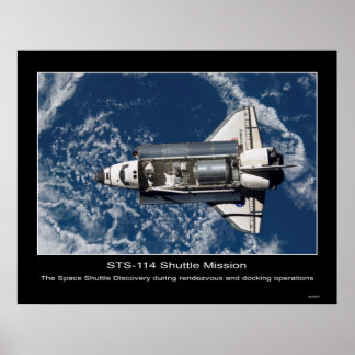 Poster The Space Shuttle Discovery rendezvous and docking