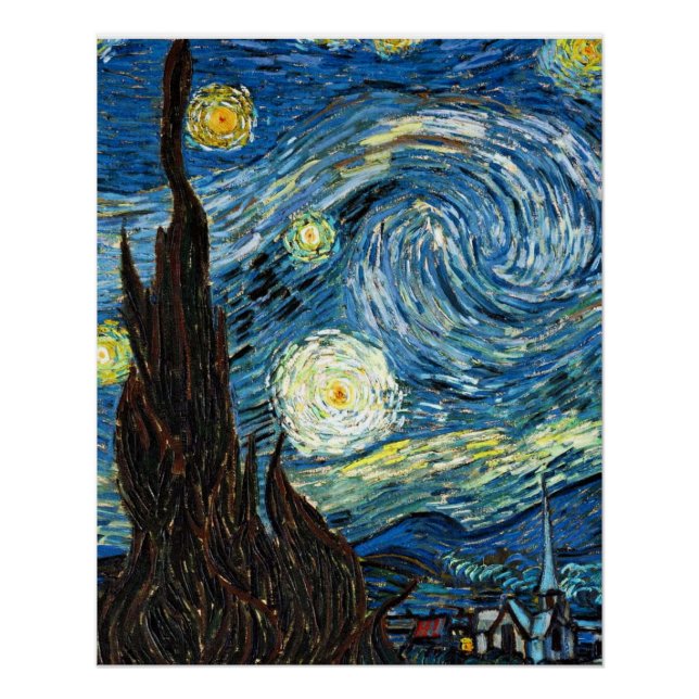 Poster The Starry Night by Vincent Van Gogh (Devant)