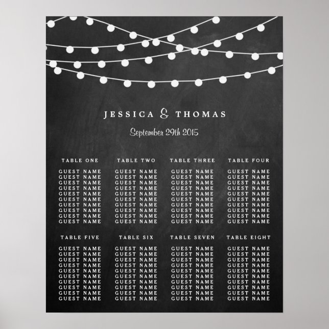 Poster The String Lights On Chalkboard Wedding Collection (Devant)