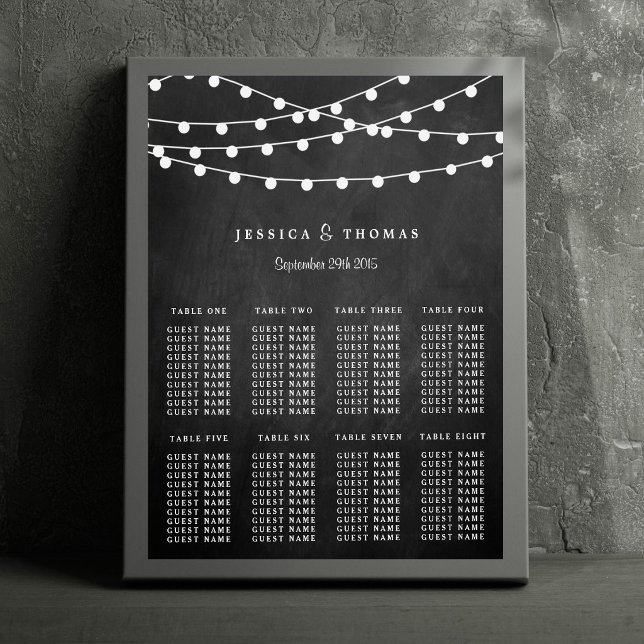 Poster The String Lights On Chalkboard Wedding Collection (Créateur téléchargé)