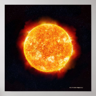 Poster The Sun showing solar flares against a star