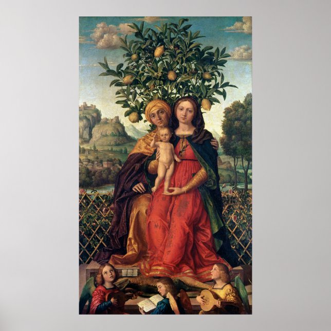 Poster The Virgin and Child with St Anne, 1510-18 (Devant)