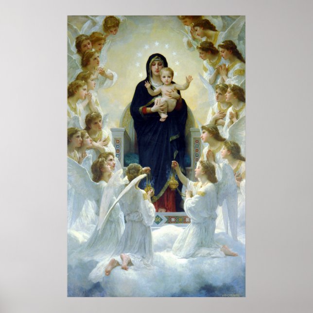 Poster The Virgin With Angels, William Bouguereau (Devant)