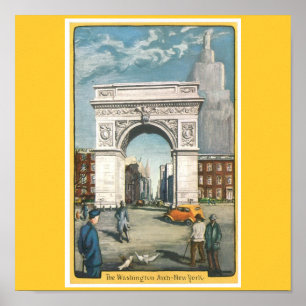 Poster The Washington Arch. New York. Vintage Painting.