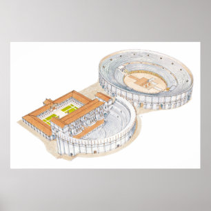 Poster Théâtre et amphithéâtre romains. Reconstruction