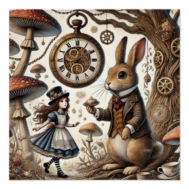 Poster Théière Alice au pays des merveilles Lapin Blanc A (Devant)