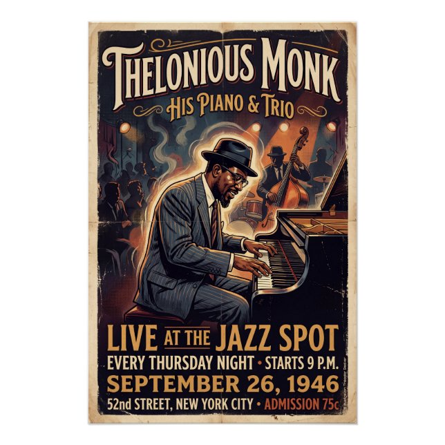 Poster Thelonious Monk – Live  (Devant)