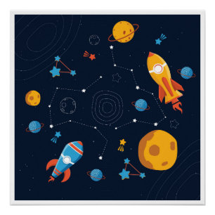 Poster thème de l'espace bleu foncé
