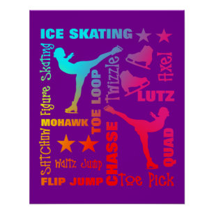 Poster Thème de patinage sur glace coloré Terminologie Ty
