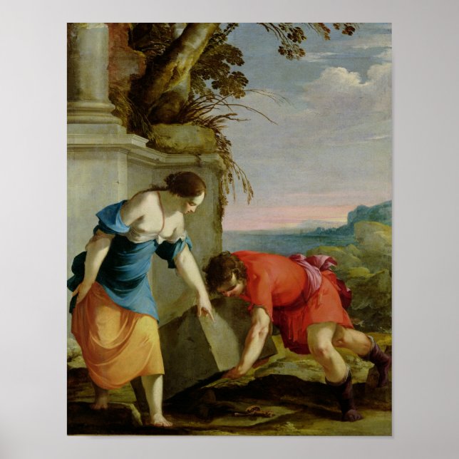 Poster Thésée trouvant l'épée de son père, 1634 (Devant)