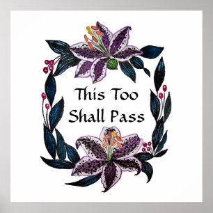 Poster "This Too Shall Pass" Watercolor Lily Wreath