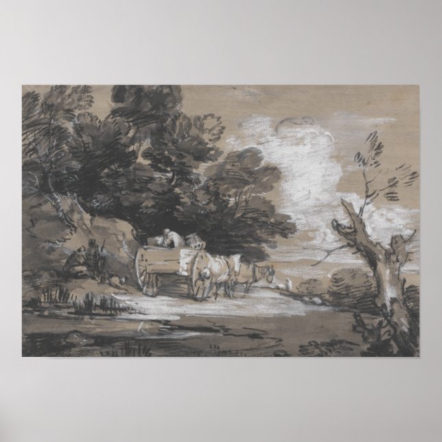 Poster Thomas Gainsborough - Paysage boisé (Devant)