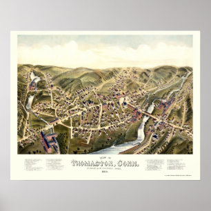 Poster Thomaston, CT Carte panoramique - 1879
