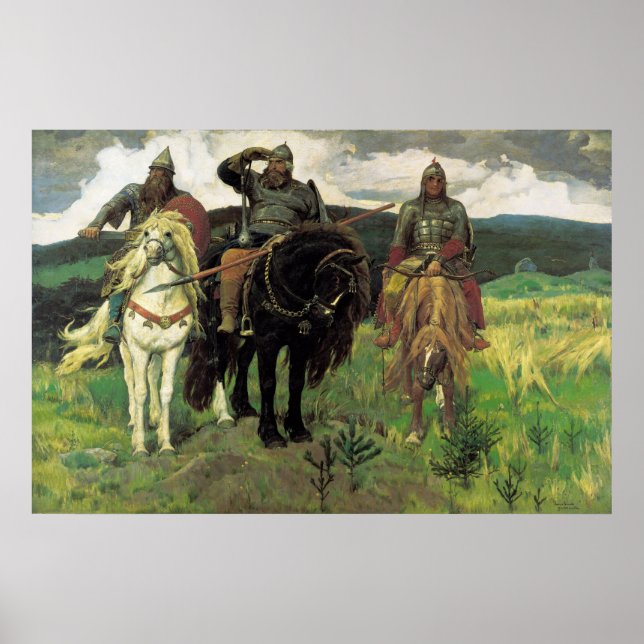 Poster Three Bogatyrs (1898) par Viktor Vasnetsov Print (Devant)