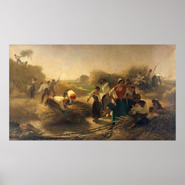 Poster Threshing Rapeseed in the Fields of Lille (Devant)