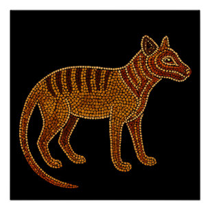 Poster Thylacine Spirit - Traditionnel autochtone Dot Pai