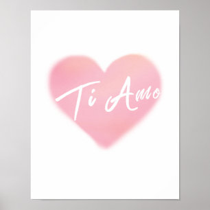 Poster Ti Amo Heart Watercolor Art Imprimer l'affiche