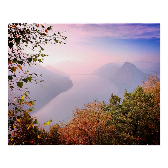 Poster Ticino, Suisse : Vue depuis le Monte Bre (Devant)