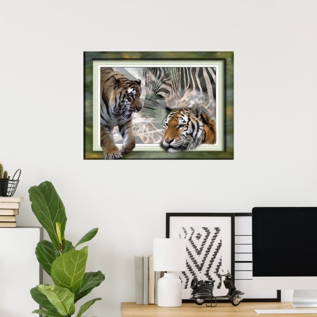 Poster Tiger, Zebra, Giraffe, Lovers Gifts (Bureau à domicile)