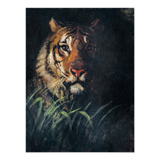 Poster Tiger's Head, peinture d'art, (Devant)
