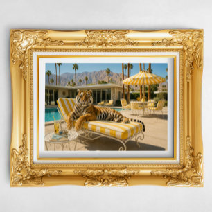 Poster Tigre au bord de la piscine à Palm Springs