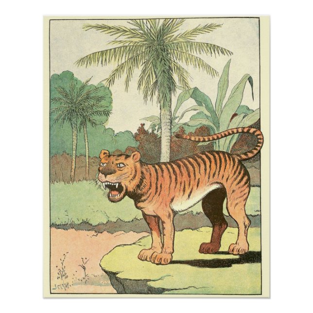 Poster Tigre dans une jungle tropicale parfaite (Devant)