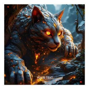 Poster Tigre de feu de lave mignonne Imaginaire