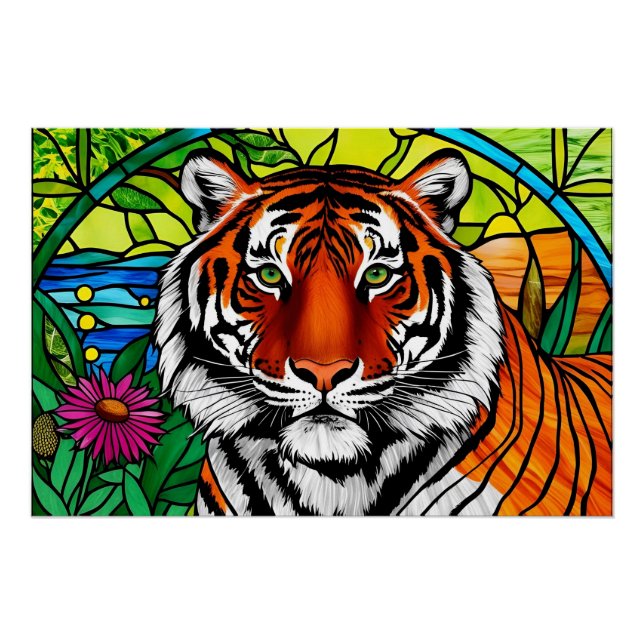 Poster Tigre en verre tendu (Devant)