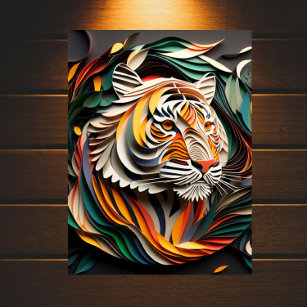 Poster Tigre Toné De Terre : Un Papier Quilling Art