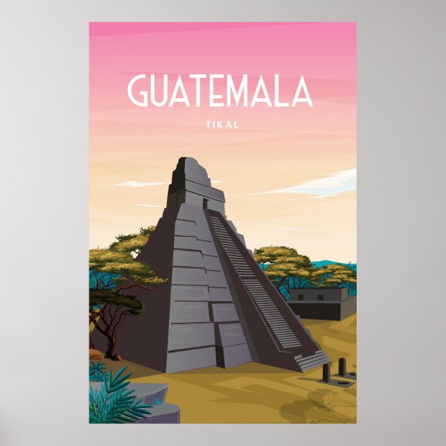 Poster Tikal, l'art du voyage au Guatemala, ruines (Devant)