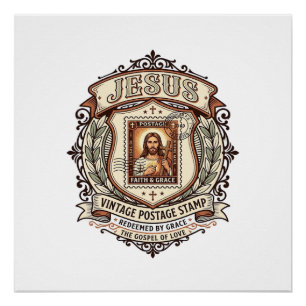 Poster Timbre vintage Jésus Timbre vintage Jésus